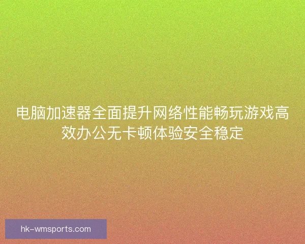 电脑加速器全面提升网络性能畅玩游戏高效办公无卡顿体验安全稳定