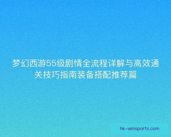 梦幻西游55级剧情全流程详解与高效通关技巧指南装备搭配推荐篇